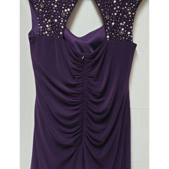 XScape Eggplant Evening Dress 16W Draped Ruched Cocktail Party Wedding Guest - Picture 7 of 13